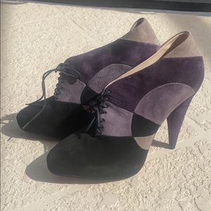 Purple suede Prada booties